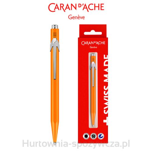 Długopis Caran D’Ache 849 Gift Box Fluo Line Orange, Pomarańczowy