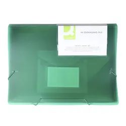 Q-Connect Teczka harm. z gumką  PP, A4, 6-przegr., transparentna zielona 