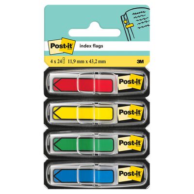 Post-It Zakładki indeksujące (684-ARR3), PP, 11,9x43,1mm, strzałka, 4x24 kart., mix kolorów [BIURO]