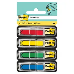 Post-It Zakładki Indeksujące (684-Arr3), Pp, 11,9X43,1Mm, Strzałka, 4X24 Kart., Mix Kolorów 