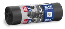 Anna Zaradna Worki na śmieci supermocne, 60 l, 10 szt., czarny