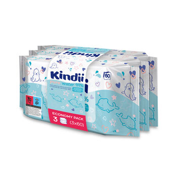 Kindii Pure Water 99% Chusteczki Dla Niemowląt I Dzieci 180 Szt. (3X60 Szt.)