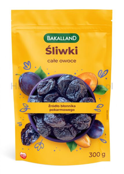 Śliwki suszone całe owoce, Bakalland, 300g