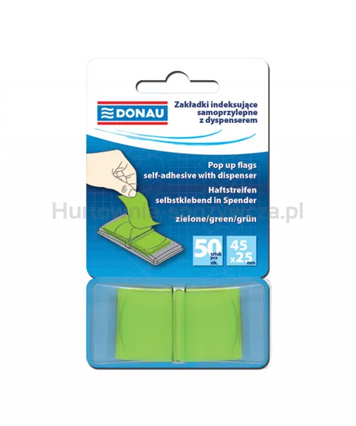 Zakładki Indeksujące Donau, Pp, 25X45Mm, 1X50 Kart., Zielone