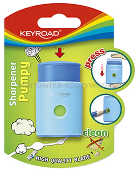 Temperówka KEYROAD Pumpy-Up, plastikowa, pojedyncza, blister, mix kolorów