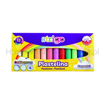 Strigo Plastelina 12 Kolorów (6Xklasyczny, 6X Pastelowy)