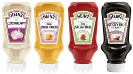 Heinz Mix Sosów (Garlic Sauce 220ml Curry Mango Sauce 220ml Hot Chilli Sauce 220ml Korean Barbecue 220ml )<br>(Data przydatności 07.08.2025)