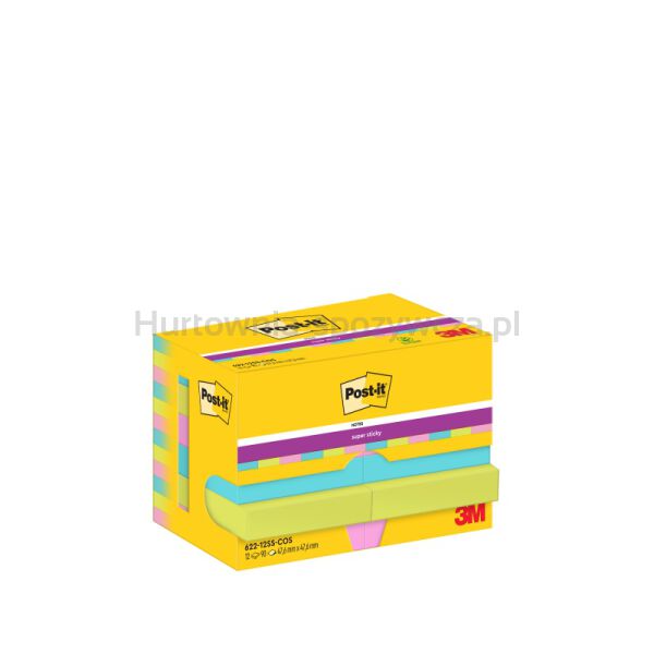 Post-It Karteczki samoprzylepne Super Sticky Notes, 47,6x47,6mm, 12x90 kart., paleta Cosmic  - 2