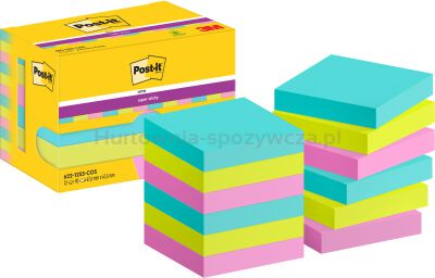 Post-It Karteczki samoprzylepne Super Sticky Notes, 47,6x47,6mm, 12x90 kart., paleta Cosmic [BIURO]