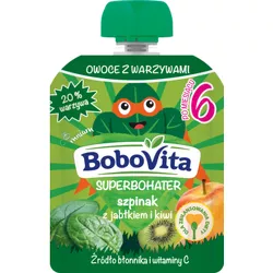 BoboVita Superbohater Mus szpinak z jabłkiem i kiwi po 6 miesiącu 80 g