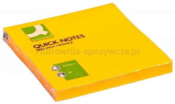 Q-Connect Bloczek samoprzylepny Brilliant, 76x76mm, 1x80 kart., pomarańczowy 