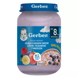 Gerber Makaron z bananem, owocami leśnymi, truskawkami i twarożkiem ?190 g