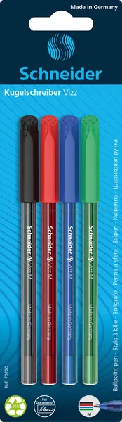 Schneider Długopis Vizz, M, 4Szt., Blister, Mix Kolorów 