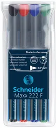 Zestaw Foliopisów Permanentnych Schneider Maxx 222, F, 0,7Mm, 4 Szt., Miks Kolorów