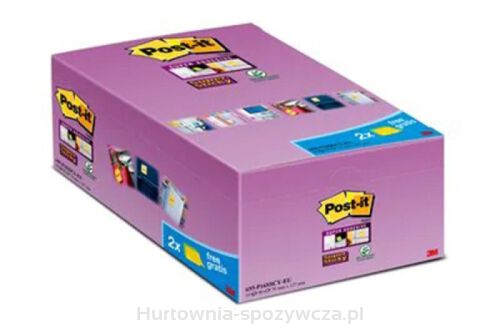 Bloczki Samoprzylepne Post-It Super Sticky (655-P16Sscy-Eu), 127X76Mm, 16X90 Kart., Żółte, 2 Bloczki Gratis