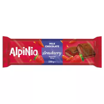 Alpinio.Czekolada mleczna z nadzieniem o smaku truskawkowym i nadzieniem truskawkowym 230g