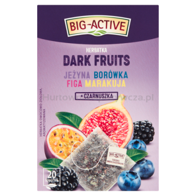 Big-Active Herbatka Owocowa Dark Fruits Jeżyna, Borówka, Figa, Marakuja + Czarnuszka 20Torebek X 2,25G