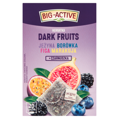 Big-Active Herbatka Owocowa Dark Fruits Jeżyna, Borówka, Figa, Marakuja + Czarnuszka 20Torebek X 2,25G/45G