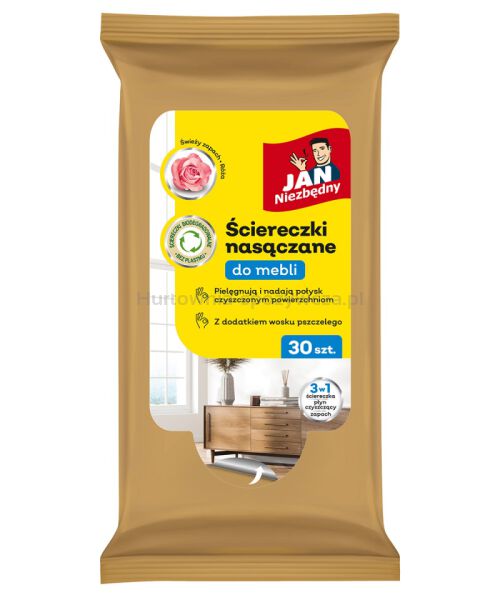 Ściereczki nasączane JAN NIEZBĘDNY, do mebli, 30 szt.