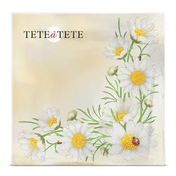 Tete A Tete Serwetki Ed Bukiet Z Margaretek, Serwetki Tete A Tete 3-Warstwowe 33X33Cm Składane 1/4 20Szt. W Paczce