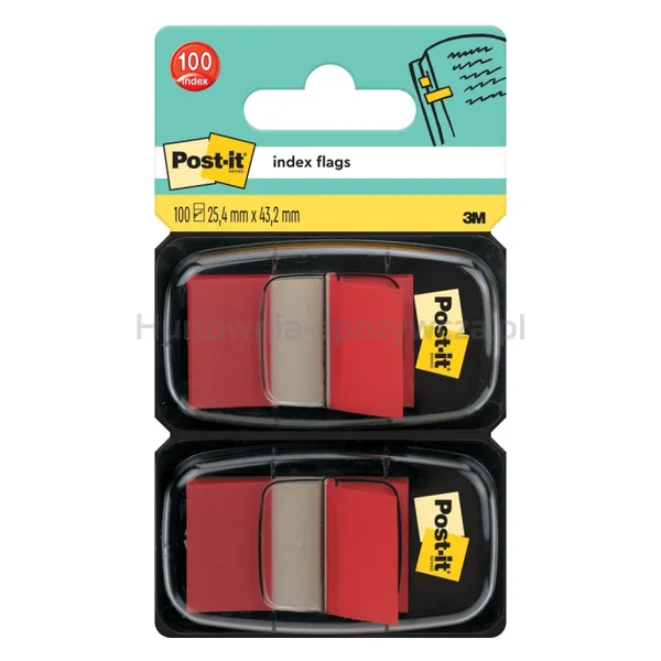 Zakładki Indeksujące Post-It® (680-R2Eu), Pp, 25,4X43,2Mm, 2X50 Kart., Czerwone