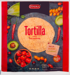 Tortilla Pszenna O Smaku Pomidorowym Sandra 25Cm (4Szt) 240G