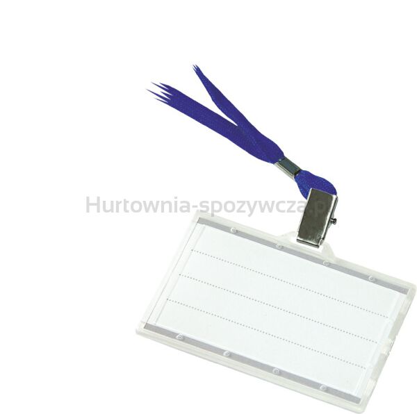 Identyfikator DONAU, z taśmą, twardy, zawieszka, niebieski - 2