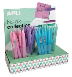Apli Długopis automatyczny żelowy Nordik, trójkątny, wkład niebieski, mix kolorów pastel 
