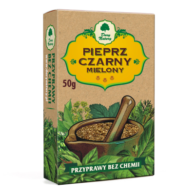 Pieprz Czarny Mielony 50 G - Dary Natury [BIO]