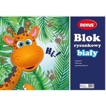 Blok rysunkowy biały 20 kartek, A3, REXUS, BENIAMIN