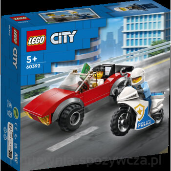 Klocki LEGO City Police 60392 Motocykl policyjny – pościg za samochodem
