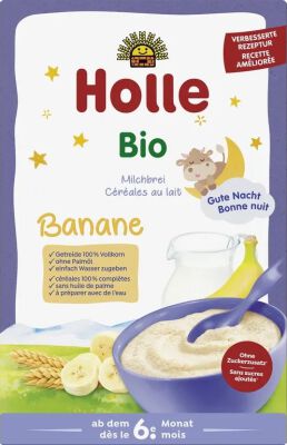 Kaszka Pełnoziarnista Mleczno - Bananowa Bez Dodatku Cukrów Od 6 Miesiąca Bio 250 G - Holle [BIO]