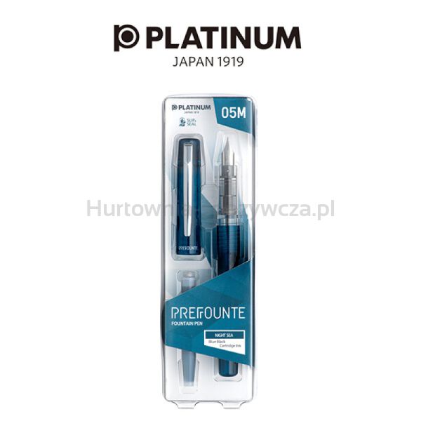 Pióro wieczne Platinum Prefounte Night Sea, M, w plastikowym opakowaniu, na blistrze, niebieskie - 3