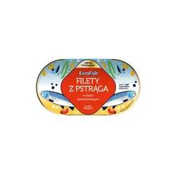 Evrafish  Pstrąg w sosie pomidorowym z ogórkiem i papryką 170g