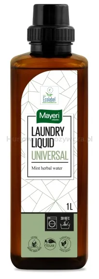 Płyn do prania z wodą miętową universal , rabarbar-jabłko, wegański, certyfikowany ecolabel 1 l