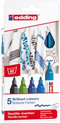 Edding Marker tekstylny e-4500/5 S 2-3mm, 5 sztuk, cool colours 