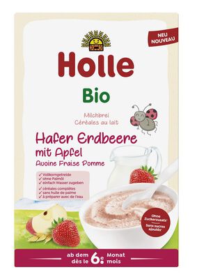 Holle Kaszka Owsiana Mleczna Truskawkowo - Jabłkowa Bez Dodatku Cukrów Od 6 Miesiąca Bio 250 G [BIO]