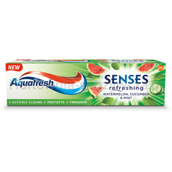 Aquafresh Pasta Do Zębów Senses O Smaku Arbuza I Orzeźwiającego Ogórka Z Miętą 75 Ml