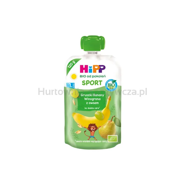 Hipp Sport Gruszki-Banany-Winogrona Z Owsem Bio, Po 1. Roku, 120 G