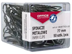 Spinacze Metalowe Office Products, 77Mm, W Pudełku, 50Szt., Srebrne
