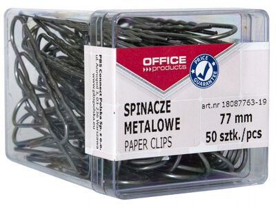 Office Products Spinacze metalowe 77mm, w pudełku, 50szt., srebrne [BIURO]