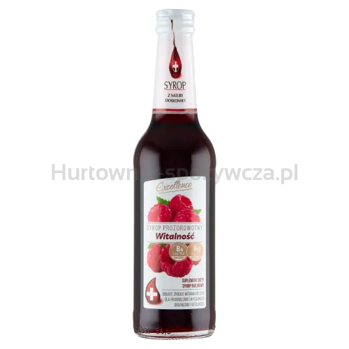 Excellence Syrop Malinowy Zawiera Źródło Witamin B6 I B12.Witalność 320 Ml 