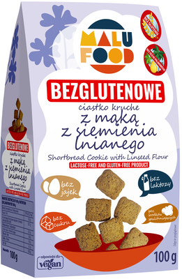 Ciastka Kruche Z Mąką Z Siemienia Lnianego Bez Cukru Bezglutenowe 100 G - Malu Food [BIO]