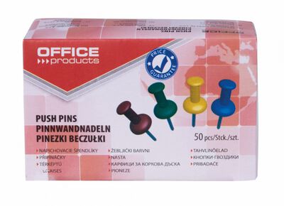 Pinezki beczułki Office Products, 50szt., mix kolorów [BIURO]