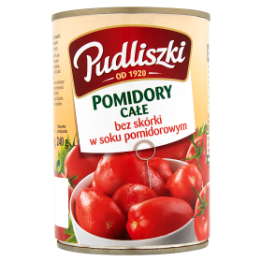 Pudliszki Pomidory Całe W Soku Pomidorowym 400G<br>(Data przydatności 06.08.2025)