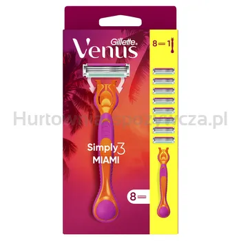Gillette Simply Venus 3 Miami Rączka maszynki + 8 ostrzy