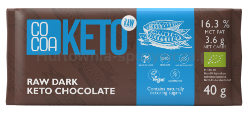 Czekolada Z Olejem Mct Bez Dodatku Cukru Bezglutenowa Keto Bio 40 G - Cocoa [BIO]