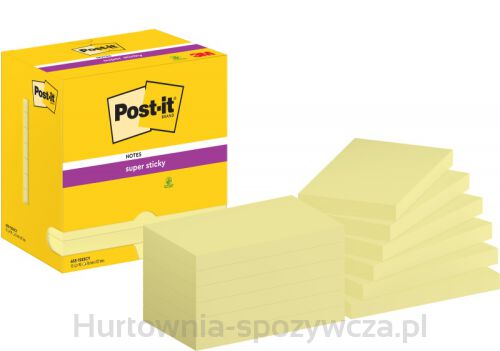 Karteczki Samoprzylepne Post-It Super Sticky (655-S), 127X76Mm, 12X90 Kartek, Jaskrawo Żółte
