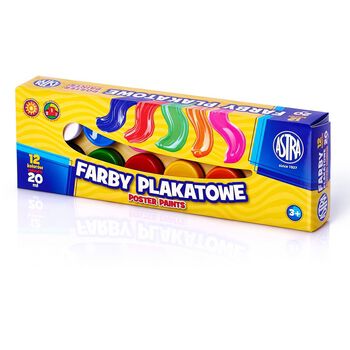 Farby plakatowe Astra 12 kolorów 20 ml.