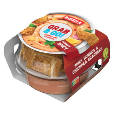 Ribella Grab & Go Hummus pikantny z krakersami z ciecierzycy 130g